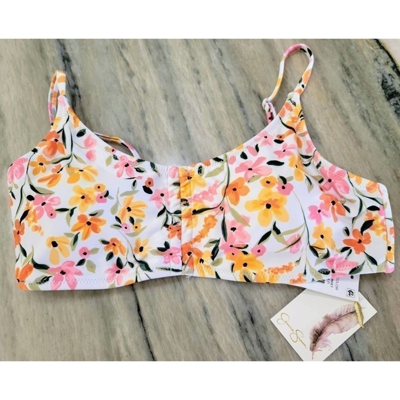 Jessica Simpson Floral Bikini Top Small NWT - Picture 1 of 4